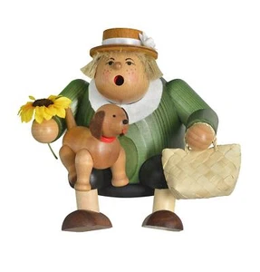 Räuchermann Kantenhocker Hundefreundin  BxHxT 14x15x12 cm NEU Räucherfigur Rauch - Picture 1 of 1