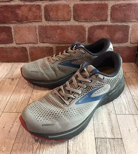 Brooks Ghost 14 Mens 10D Running Sneaker Gray Red Blue Cur Rex Insoles Shoe - Picture 1 of 8