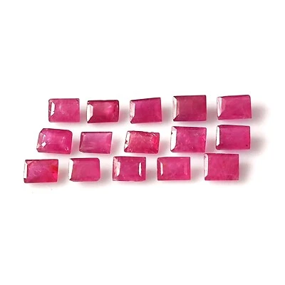 3X4 MM BAGUETTE SHAPE RUBY NATURAL UNHEATED FACETED CALIBRATED GEMSTONE 15 PIECE - Image 1 of 4