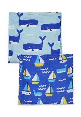 Toby Tiger Bio-Baumwoll Baby Musselintücher mit Segelboote-Druck 2er-Pack - Bild 1 von 2