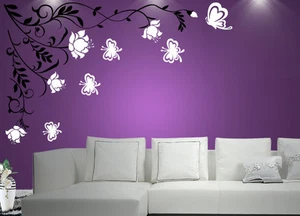 Wandtattoo wandfolie Blumenranke Schmetterlinge  Wallsticke Ranke Blumen wpf60 - Picture 1 of 3