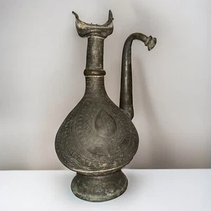 ANTIQUE OTTOMAN COPPER Jug Pitcher IbrikIslamic Handmade Bronze With Handle - Picture 1 of 6