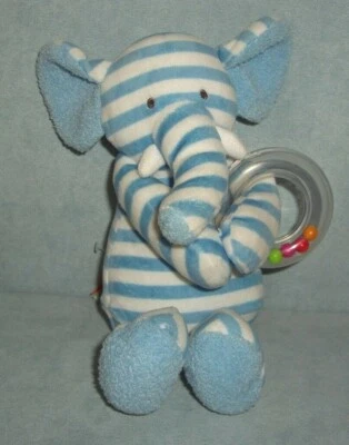 Juguete Riggle Baby Manhattan azul blanco a rayas elefante sonajero bebé peluche 2016 Foto 1 de 4