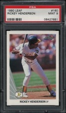 1990 Leaf #160 Rickey Henderson PSA 9 Mint Oakland Athletics A's HOF