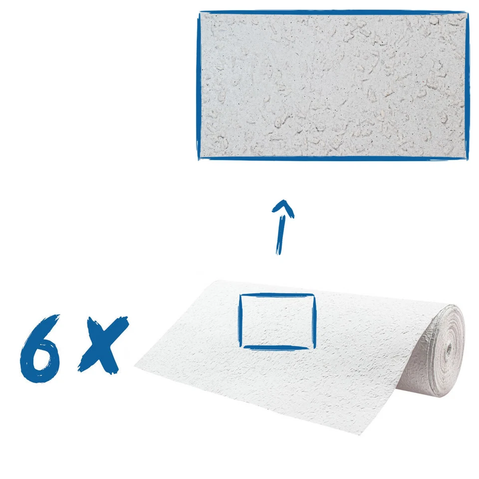 6x Erfurt Rauhfaser 52 Pro Grob Rolle weiß 33 5 x 0 53m