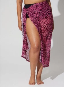 Pareo de natación de malla con estampado de animales rosa tórrido para mujer talla única OS NUEVO CON ETIQUETAS - Imagen 1 de 4