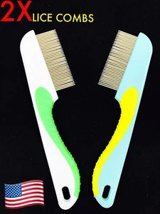 2X Lot STEEL HAIR LICE COMB BRUSHES NIT FREE TERMINATOR FINE EGG DUST REMOVAL - Picture 1 of 8