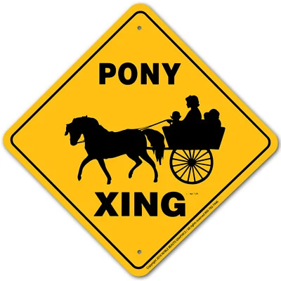 Pony (Cart) Xing Aluminum Sign 12 in X 12 in #20370 - Imagem 1 de 3
