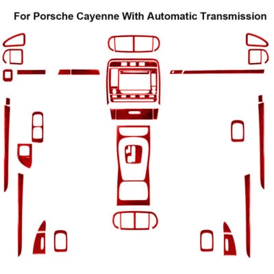 Kit de cubierta interior completo de fibra de carbono rojo 43 piezas para Porsche Cayenne 2003-10 Foto 1 de 4