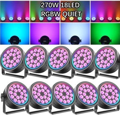 18X18W Par Can Lights RGBW DMX512 RDM Stage Light DJ Disco Club Show - Image 1 of 4