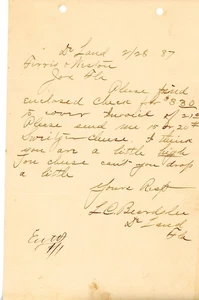 1887 DeLand, Florida Geschäftsbrief signiert L.C. Beardslee Schweizer Käserorden - Bild 1 von 2