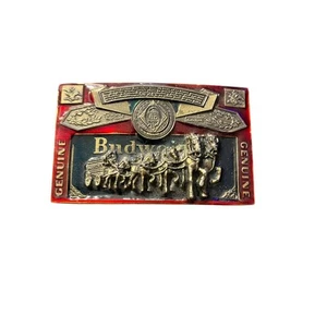 Budweiser Clydesdale horses & beer wagon belt buckle - 1982 - Picture 1 of 5