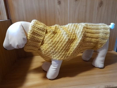 Hundepullover, Gr. L, 60 cm lang, senffarben, mit Rollkragen, Strick - Bild 1 von 4