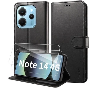WAURZ Cover for Xiaomi Redmi Note 14 4G Leather Book Cover Case with 2 - Picture 1 of 24