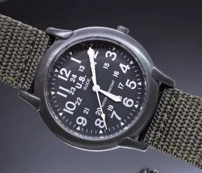 De colección GUÍA DE EE. UU. Reloj de Campo Militar Hombres Nylon Guía de EE. UU. BATERÍA Y CORREA NUEVA Foto 1 de 4