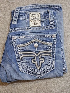 32x33 Rock Revival Mens Leotis Straight Blue Jeans  - Picture 1 of 8