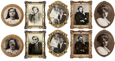 5er Set 3D Hologramm Horror Bild Wechselbild Halloween Deko welliger Form Sepia - Bild 1 von 4