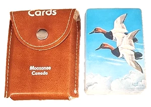 Travel Playing Card Deck Leather Case Souvenir Moosonee Canada Geese Linnhome - Picture 1 of 9