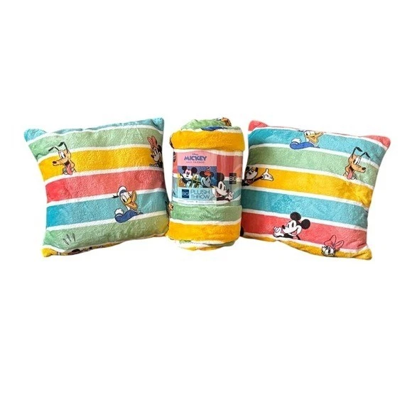 Disney Mickey Mouse y sus amigos colorido juego de manta y almohada NUEVO Foto 1 de 4