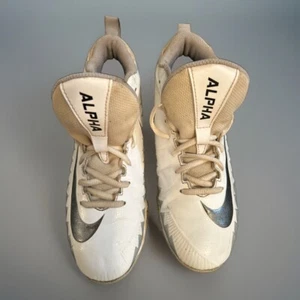 Nike Alpha Fast Flex Size 5.5Y White Metallic Silver 880129-101 Football Cleats - Picture 1 of 5