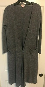 LuLaRoe Gray Long Sleeve Ribbed Duster Cardigan w/ R/L Pockets SZ: Small EUC  - Picture 1 of 5