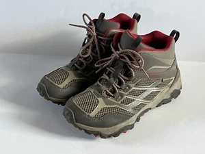 Merrell MOAB Mid Taupe Tan Red MK264167 Boy’s Hiking Trail Ankle Boots Size 2M - Picture 1 of 9