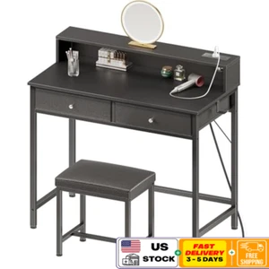 Makeup Vanity Desk W/Charging Station Storage Drawers Compact Office Small Space - Picture 1 of 7