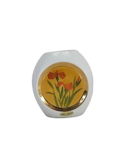 The Art of Cloisonne Bud Vase 24kt Gold Trim Edged Porcelain 5" H Made In Japan  - Picture 1 of 9