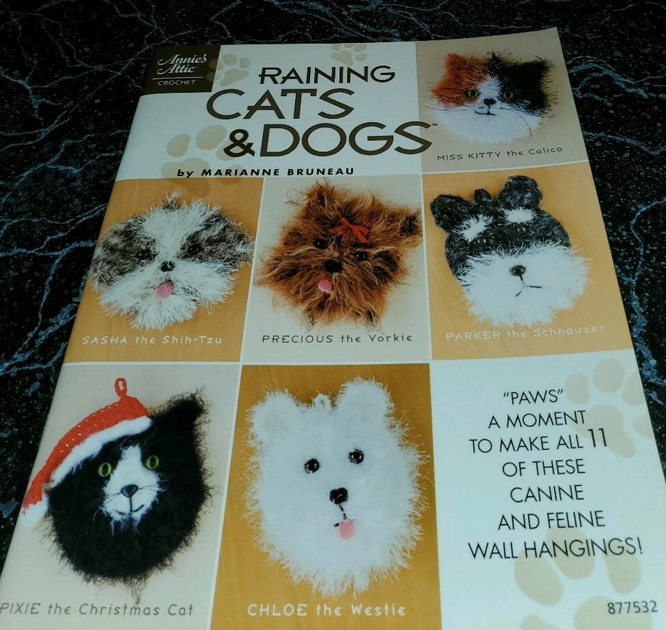 U7 ANNIE'S ATTIC 2007, RAINING CATS & DOGS - 11 CROCHETED WALL HANGINGS - Image 1 of 2