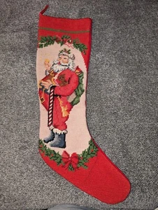 Medias de Navidad Vintage Elegancia Imperial Punta de Aguja a Mano Santa 20" - Imagen 1 de 9