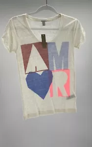 J. Crew vintage women's Ivory "Amor" scoop neck t-shirt 100% linen - Picture 1 of 9