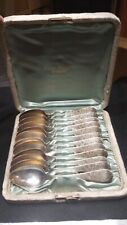 12 WEBSTER BROS. & CO. BROOKLYN NY STERLING SILVER SPOONS IN ORIGINAL CASE  RARE