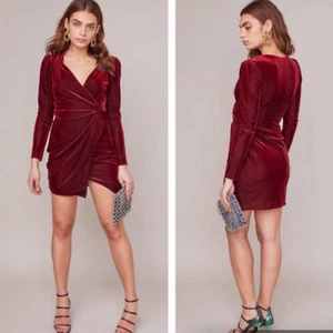 ASTR the Label Lanita Velvet Dress Red Merlot Women’s Size Medium - Picture 1 of 14