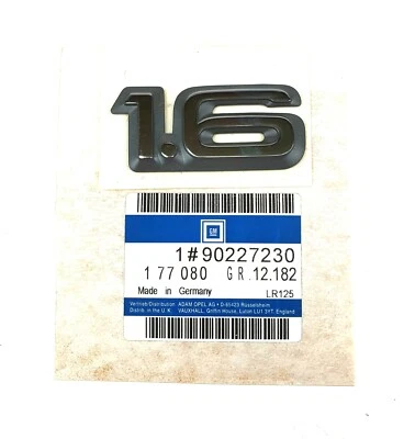 Emblema Original Opel GM 1.6 Gris/Cromo Ascona C - 90227230 - Imagen 1 de 3