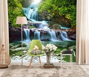 3D Waterfall Lake 10906 Wallpaper Mural Wall Print Wall Wallpaper Murals US Coco - Picture 1 of 11