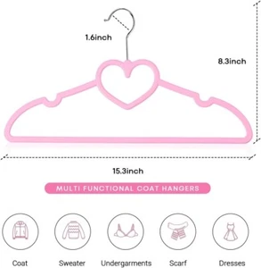 Plastic Hangers 20 Pack, Pink Hangers Ultra Thin Space Saving-Cute Heart hangers - Picture 1 of 5
