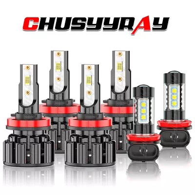 For Pontiac G6 2005-2007 6X 6000K LED Headlight High Low + Fog Light Bulbs Combo - Изображение 1 из 4