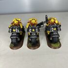 GW 40K - Imperial Fists Bike Squad (3 miniatures) painted - Flamer + Stormshield