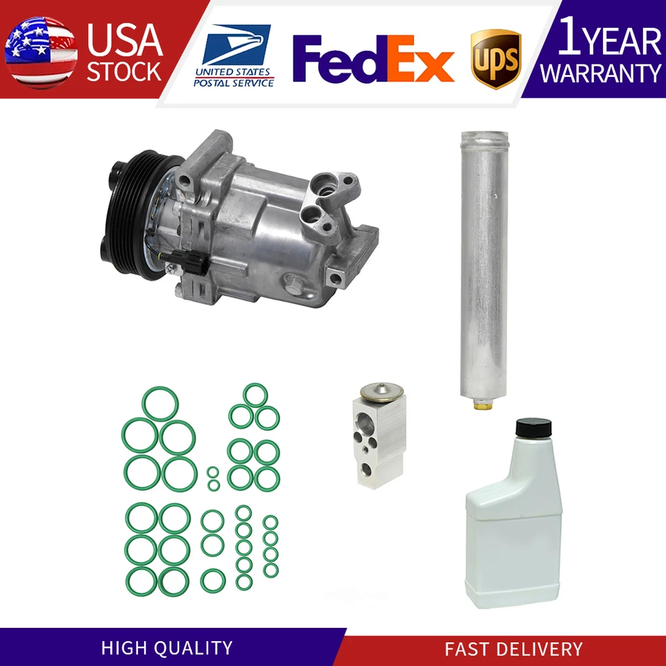 Kit de compressor A/C, secador, vedação rápida, tubo e óleo compatível com Nissan Versa 2007-2012 - Imagem 1 de 4