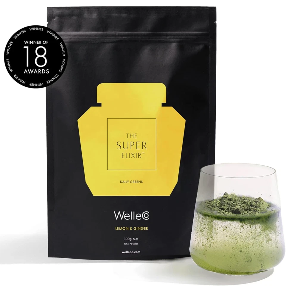 WelleCo The Super Elixir - Daily Greens Powder,Vegan Hair & Lemon & Ginger, 300g - Image 1 of 4