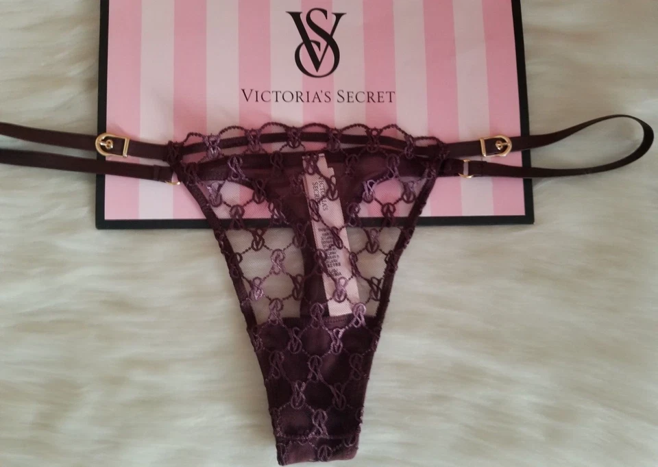 VICTORIA'S SECRET VS LOGO 刺绣薄纱仿皮勃艮第棕色 LRG — 第 1/4 张图片