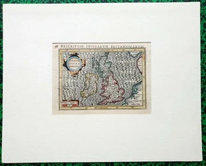 XVII ème - Iles Britaniques - Rare Carte Aquarellée par P. Bertius 30x24 cm 1616 - Imagen 1 de 3