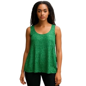 MICHAEL Michael Kors Tank Top Womens L Green Silky Geometric Sleeveless Blouse - Picture 1 of 10