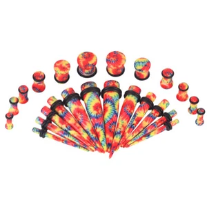 24 Stück Tie Dye Acryl Taper Kit Set Ohr Plug Dehner O-Ring Ohr Messgeräte 8G-00G - Bild 1 von 8