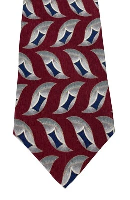 Corbata Henry Grethel roja gris azul estampado geométrico 100 % seda para hombre Foto 1 de 4