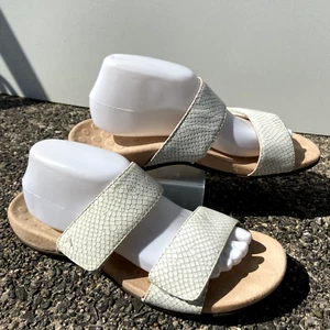 Vionic Randi Sandals Womens Sz 9.5 White Cream Leather Double Strap Flats Costal - Picture 1 of 8