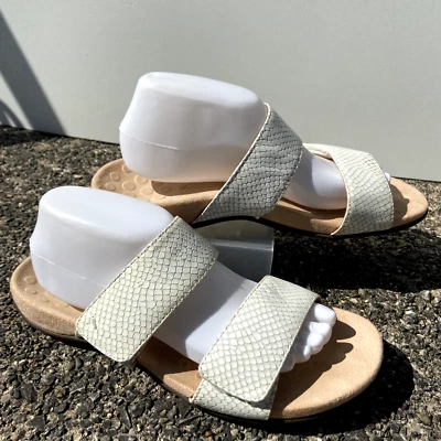 Vionic Randi Sandals Womens Sz 9.5 White Cream Leather Double Strap Flats Costal - Image 1 of 4