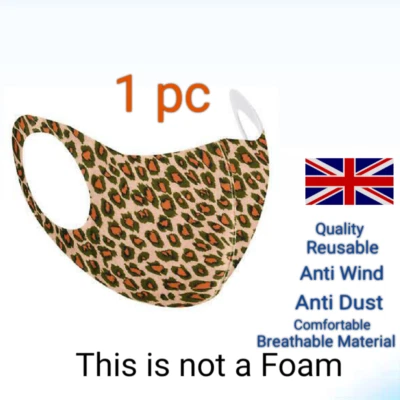 Mascarilla facial estampada transpirable lavable protección bucal reutilizable Reino Unido para hombres y mujeres Foto 1 de 4