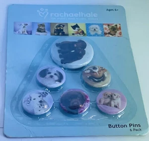 New 6 pk  Rachael Hale cute dog puppy button mini fashion pins ~dog lady 🐕‍🦺 - Picture 1 of 10