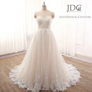 Sparkly Sequined Wedding Dress Bridal Gown Ivory Lace Plus Large Custom made - Picture 1 of 9